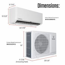 Westinghouse WHS12WMA11S + WHS12SZA11S Ductless Mini Split AC/Heating System, White