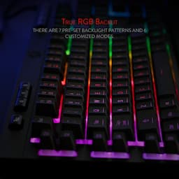 Redragon K512 Shiva Teclado de membrana retroiluminada RGB para juegos con teclas multimedia, interruptor de sensación mecánica lineal, 6 teclas macro adicionales a bordo, control de medios dedicado, reposamuñecas desmontable