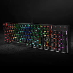 Redragon K556 teclado para juegos mecánicos con cable y luz posterior RGB LED, base de aluminio, 104 teclas estándar (no necesariamente en español).