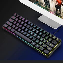 Snpurdiri Teclado de 60% para juegos, RGB compacto y pequeño teclado de membrana de oficina con cable para Windows Laptop PC Mac - Negro