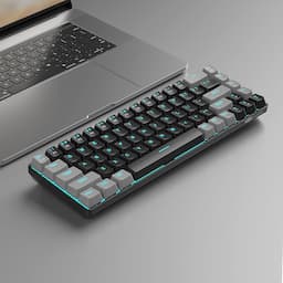 MageGee MK-Box - Teclado mecánico portátil 60% para juegos, retroiluminación LED, compacto, 68 teclas, mini teclado de oficina con cable con interruptor rojo para Windows portátil, PC, Mac, negro y gris