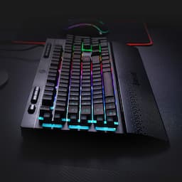 Redragon K512 Shiva Teclado de membrana retroiluminada RGB para juegos con teclas multimedia, interruptor de sensación mecánica lineal, 6 teclas macro adicionales a bordo, control de medios dedicado, reposamuñecas desmontable