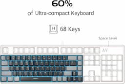 MageGee MK-Box - Teclado mecánico portátil 60% para juegos, retroiluminación LED, compacto, 68 teclas, mini teclado de oficina con cable con interruptor rojo para Windows portátil, PC, Mac, negro y gris