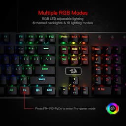 Redragon K556 teclado para juegos mecánicos con cable y luz posterior RGB LED, base de aluminio, 104 teclas estándar (no necesariamente en español).