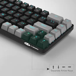 MageGee MK-Box - Teclado mecánico portátil 60% para juegos, retroiluminación LED, compacto, 68 teclas, mini teclado de oficina con cable con interruptor rojo para Windows portátil, PC, Mac, negro y gris