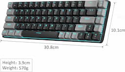 MageGee MK-Box - Teclado mecánico portátil 60% para juegos, retroiluminación LED, compacto, 68 teclas, mini teclado de oficina con cable con interruptor rojo para Windows portátil, PC, Mac, negro y gris