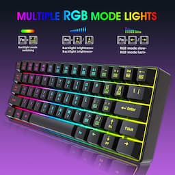 Snpurdiri Teclado de 60% para juegos, RGB compacto y pequeño teclado de membrana de oficina con cable para Windows Laptop PC Mac - Negro